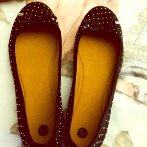 Black flats with small stud embellishments